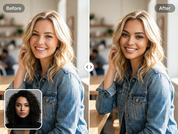 AI viral face swap showing funny meme-style image