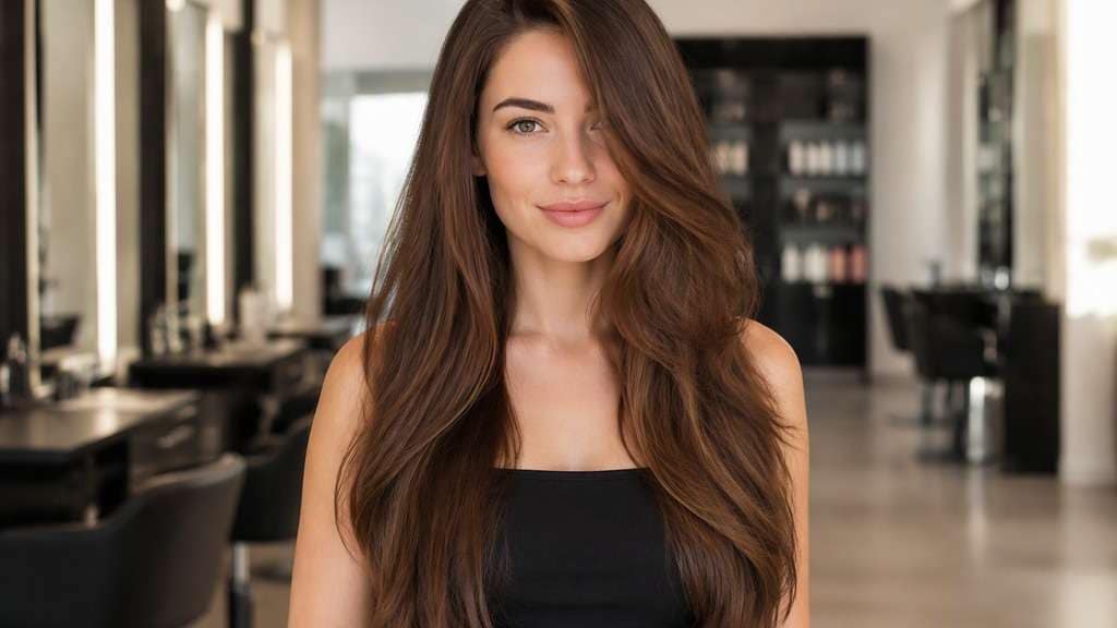 Side-Parted Waist-Length Hair hair on an adult model, showing natural side part and smooth sweep with full waist-reaching length.