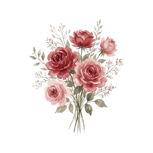 Watercolor roses bouquet clipart