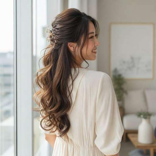 Half-Up Bridal Waves hairstyle photo preview