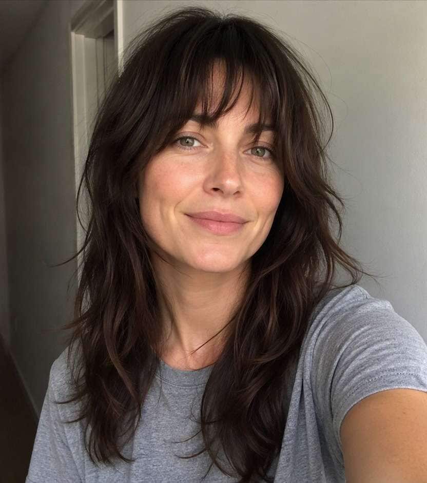 Long Wolf Cut with Bangs