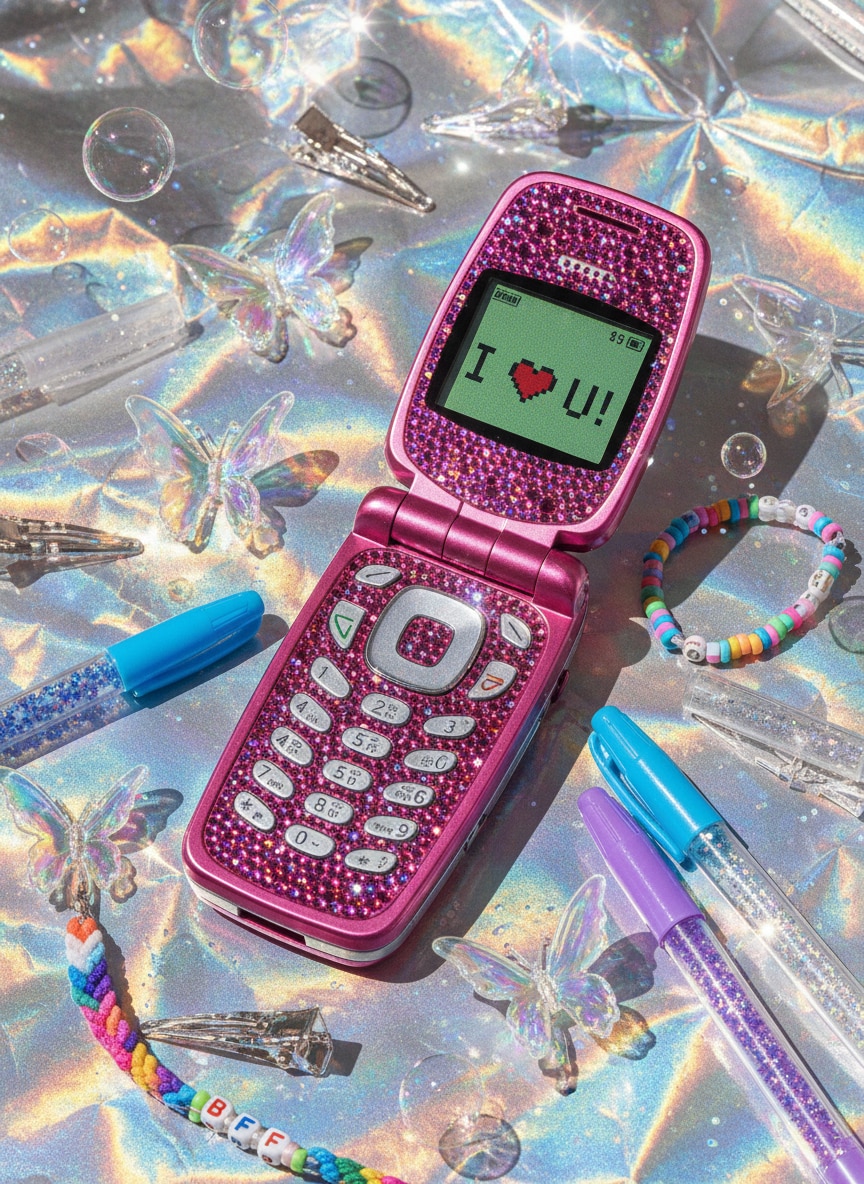 Y2k Holographic Flip Phone