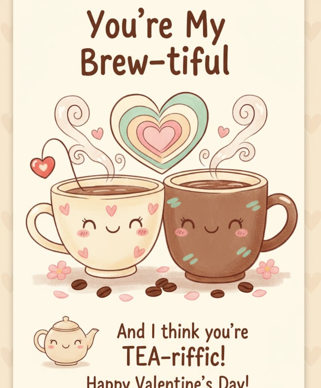 You Are My Cup Of Tea Valentines Card Girlfriend Cute Beverage Pun