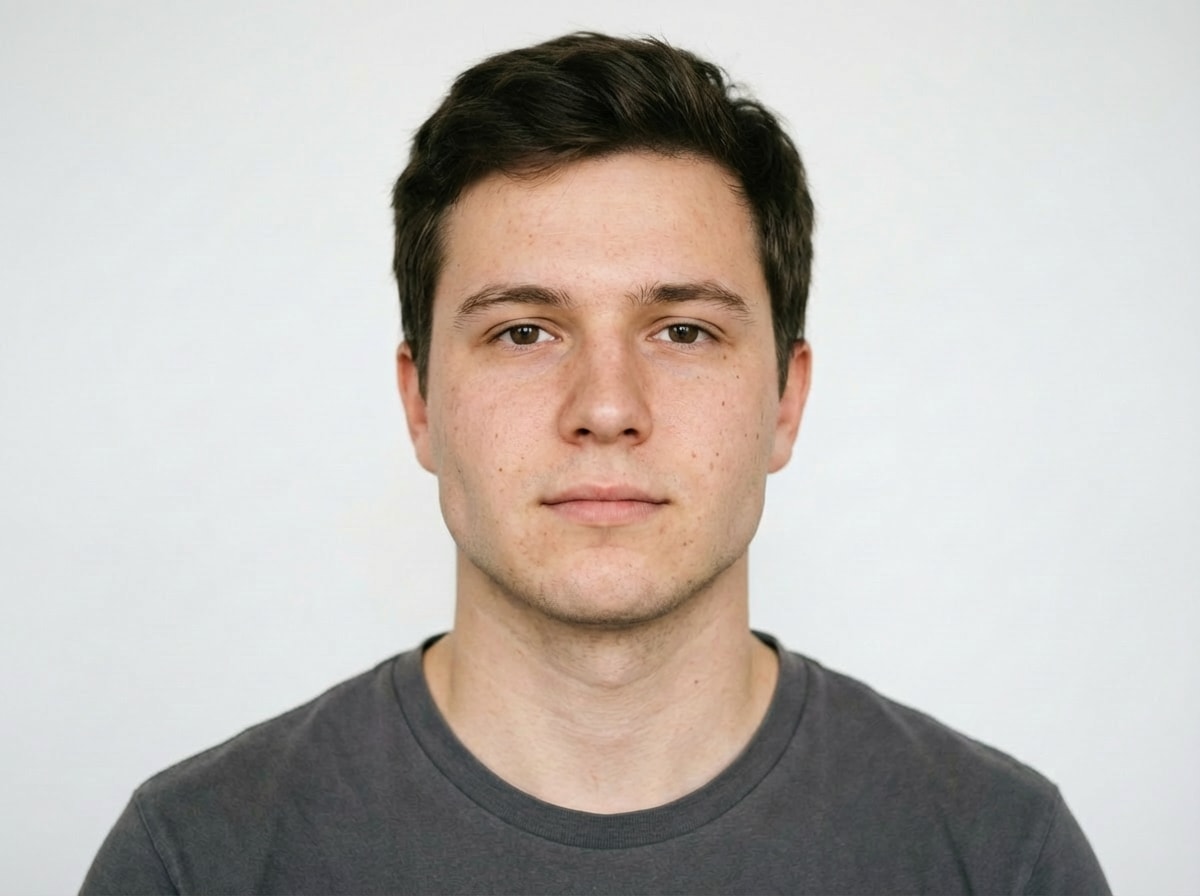 after - same woman portrait with AI-softened jawline, gentle contouring, natural feminine refinement