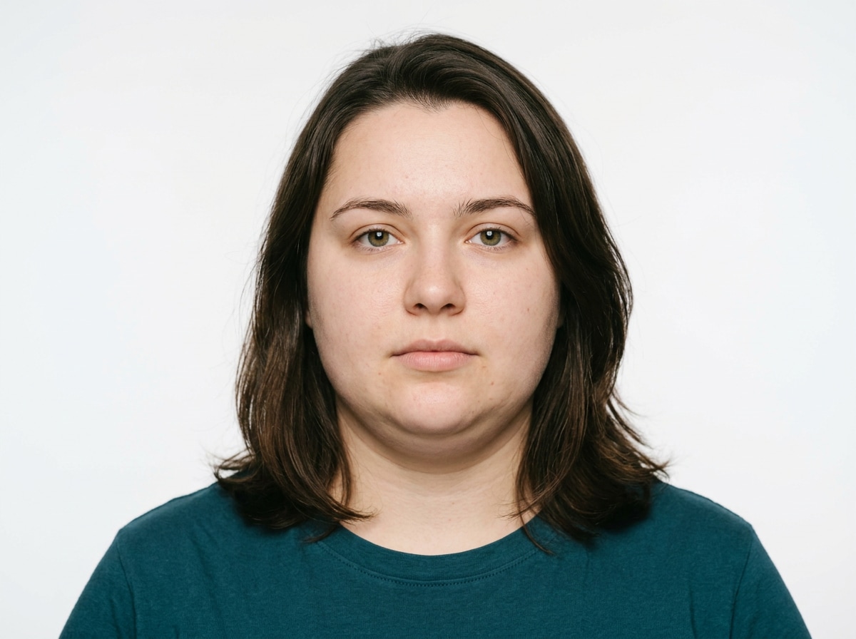 before - man portrait with soft jawline, natural lighting, neutral expression