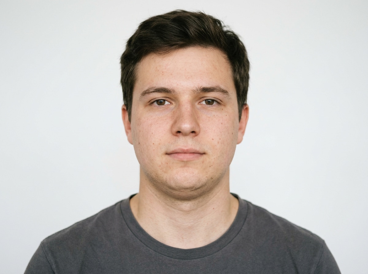 before - woman portrait with angular jawline, studio lighting, professional headshot