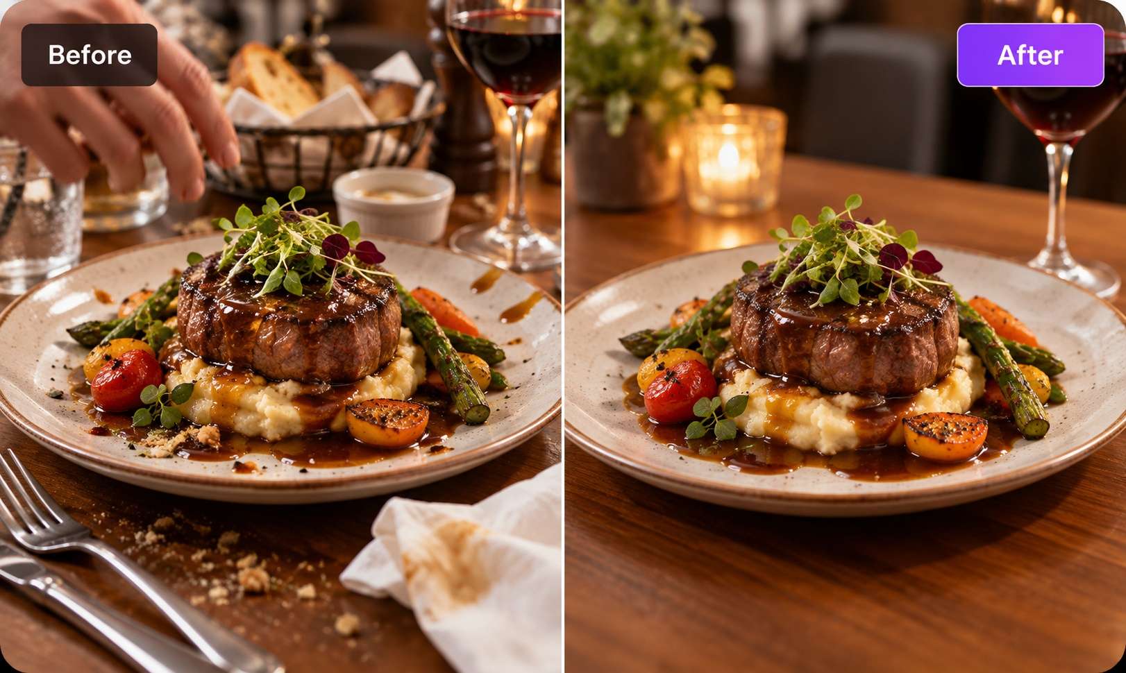 remove distractions from food photos