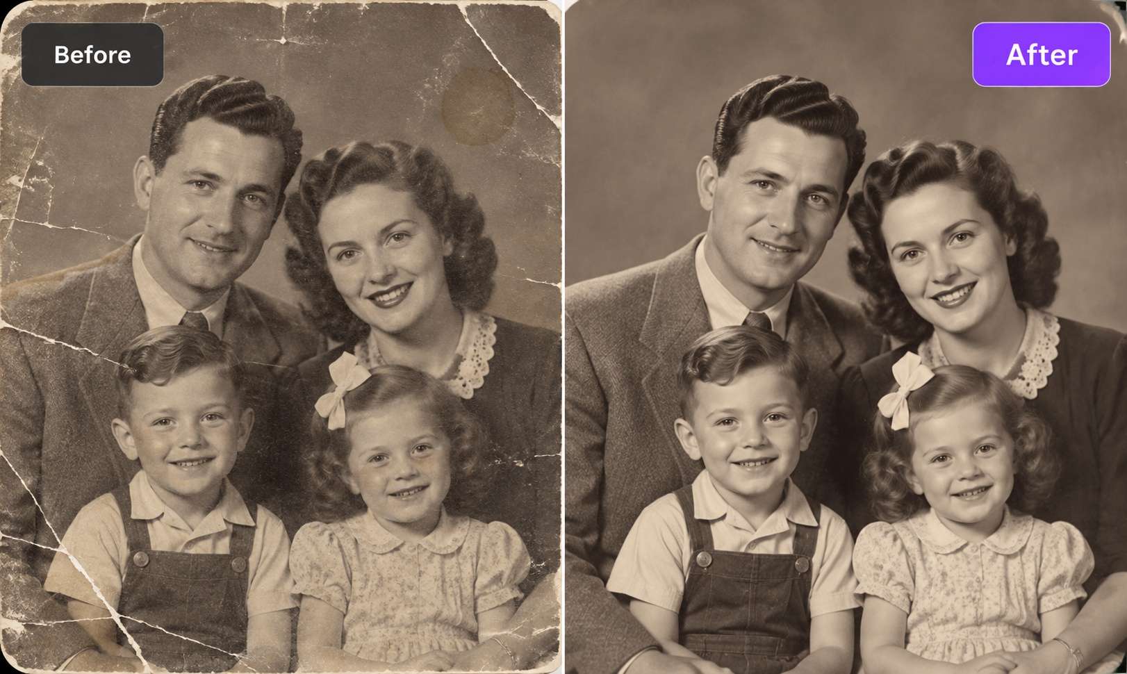 remove cracks scratches and damaged areas from old photos