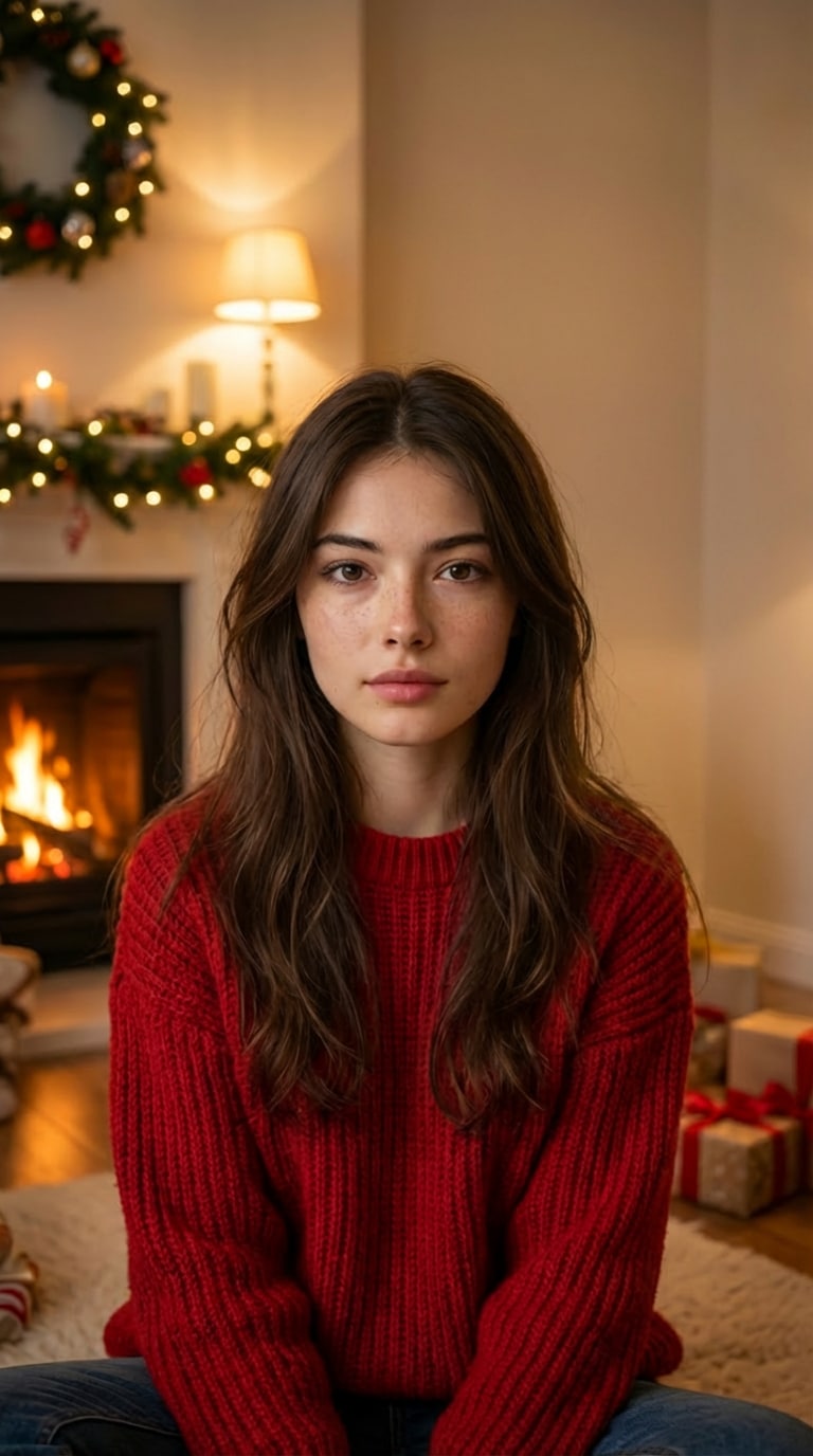 Original back-view photo of a girl standing near a doorway
