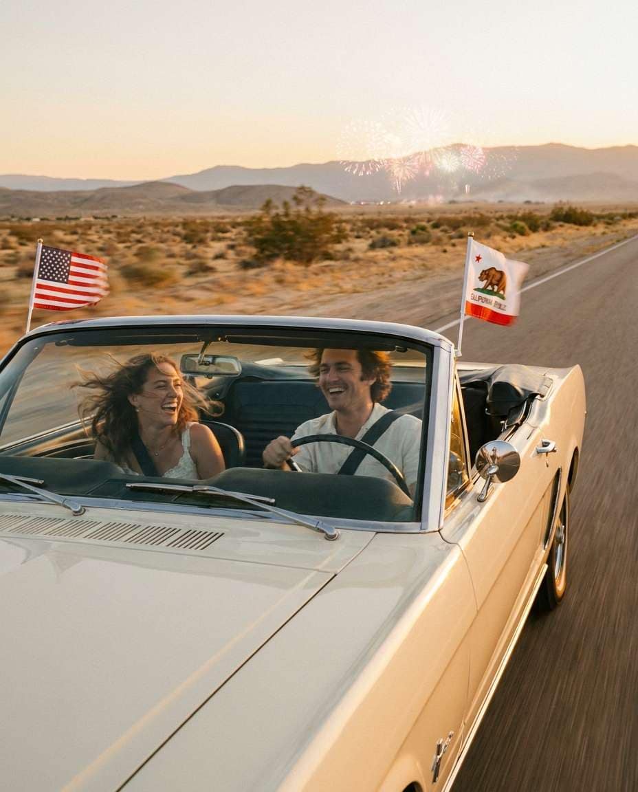 convertible sunset ride photo
