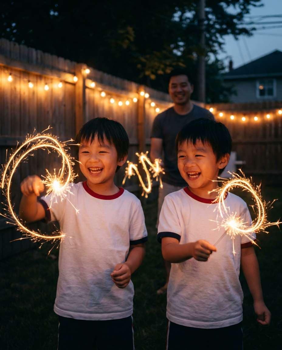 kids sparkler giggles photo