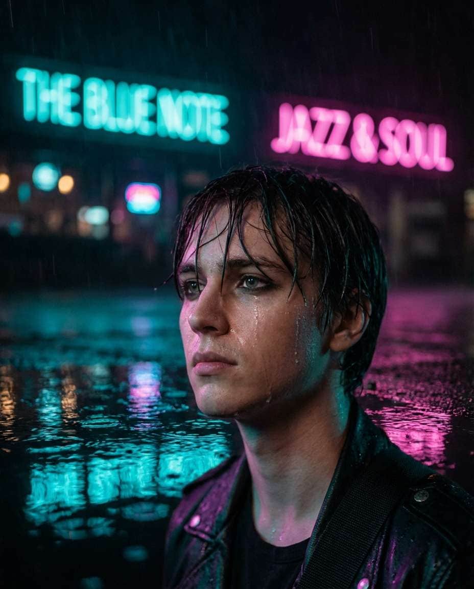 neon rain noir photo