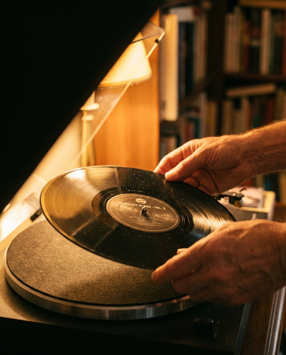 hands on vinyl detail photo