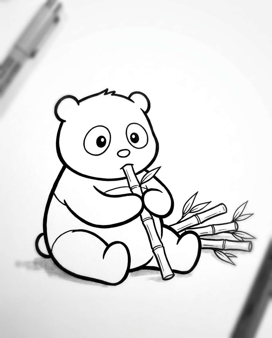 panda bamboo snack photo