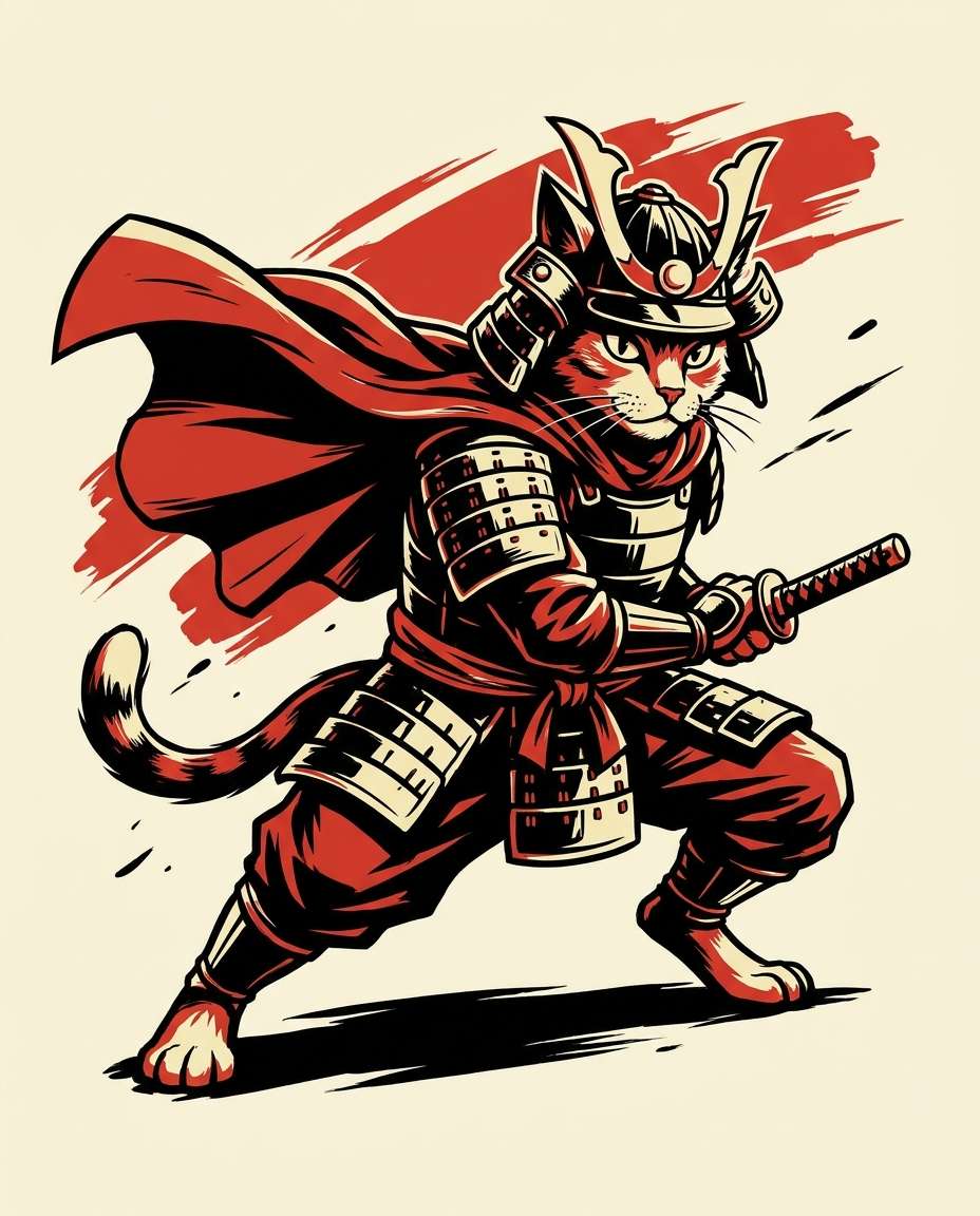 samurai cat hero photo
