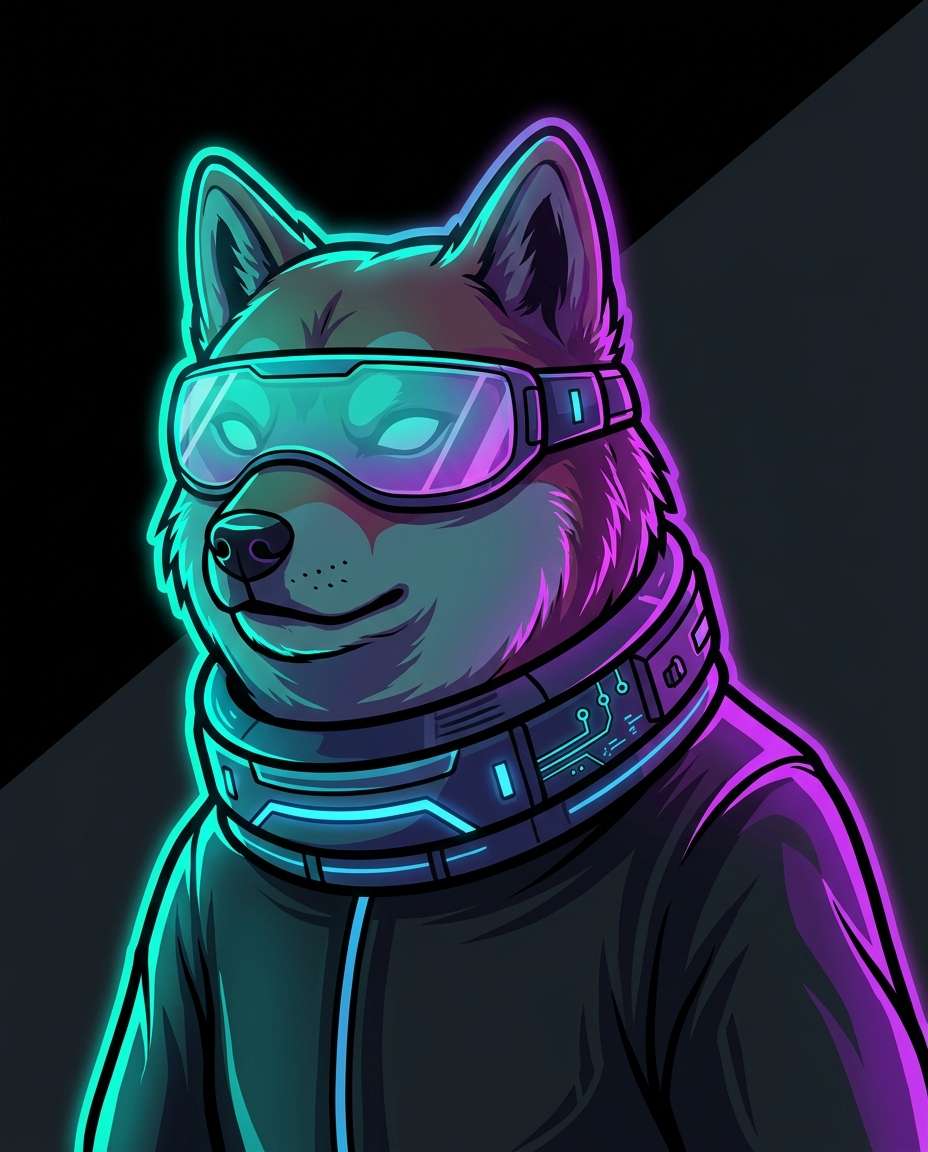 cyberpunk shiba photo