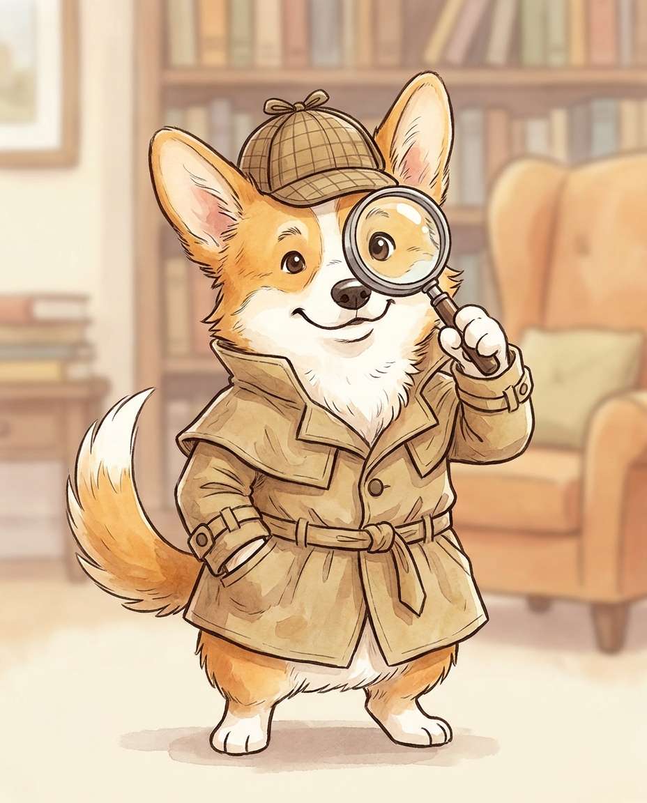 detective corgi photo