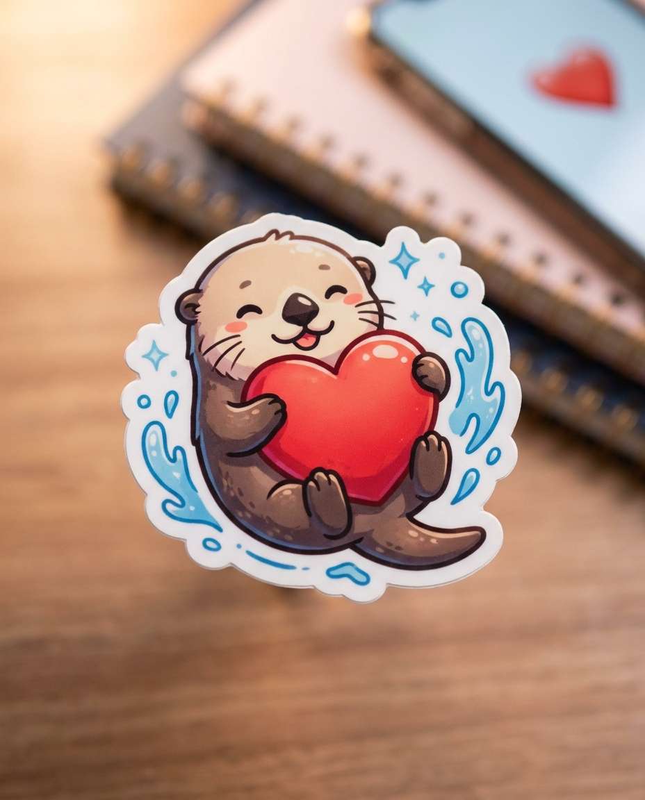 otter heart hug photo