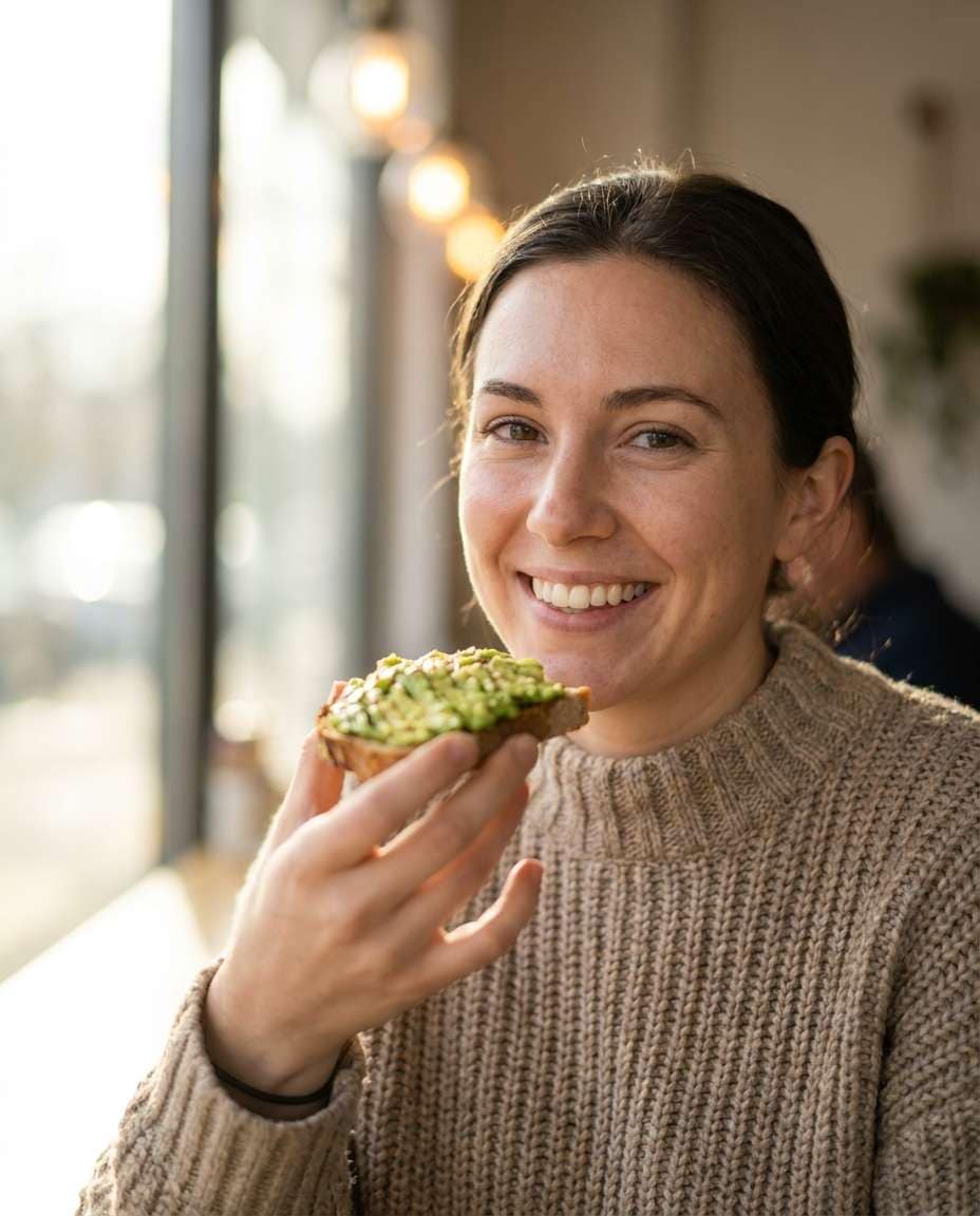 influencer toast bite photo