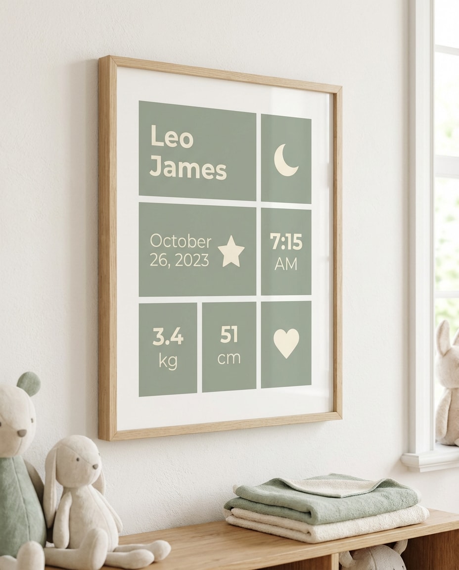 birth stats poster photo