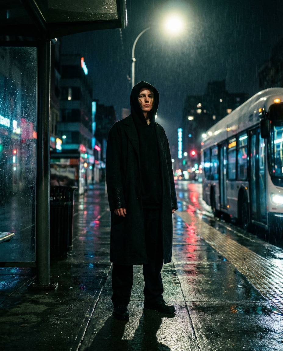 night bus stop photo