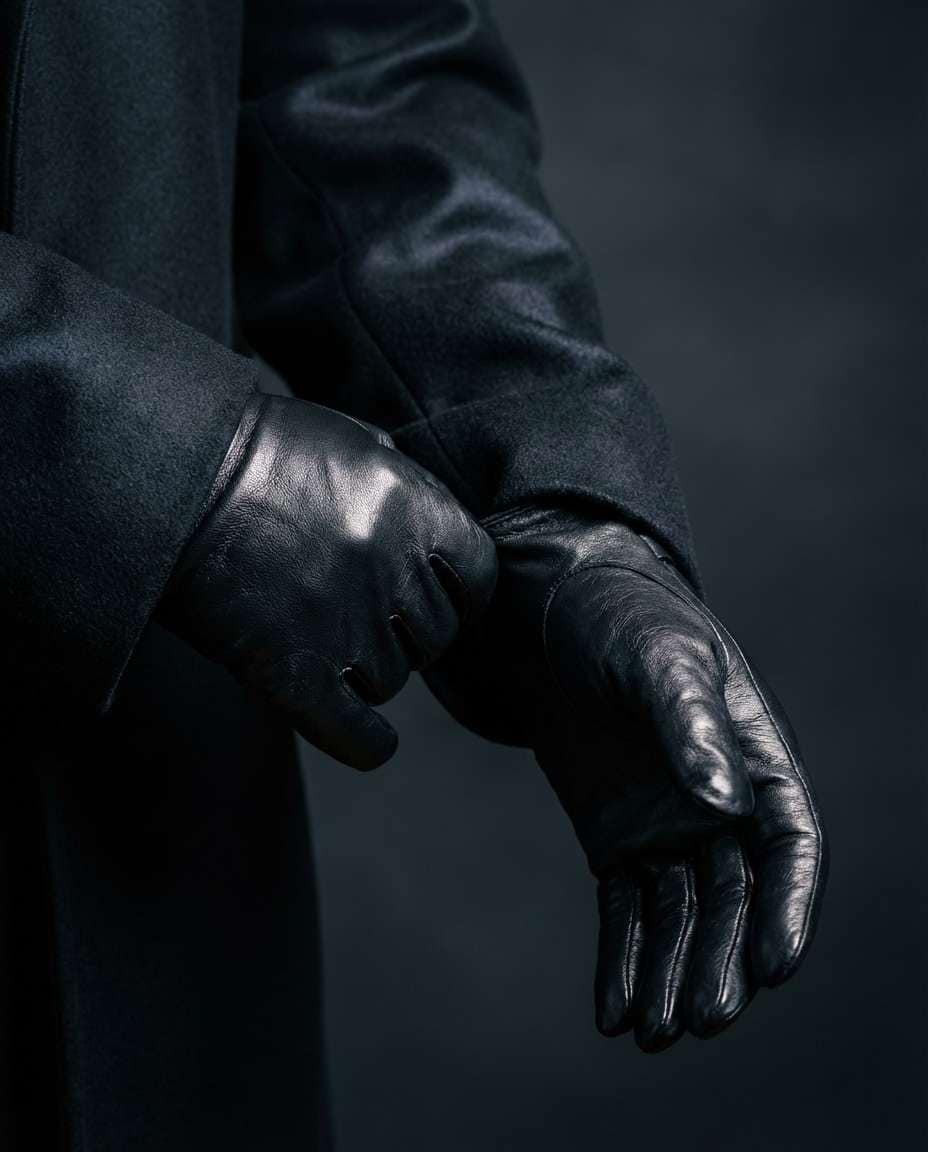 black leather gloves photo