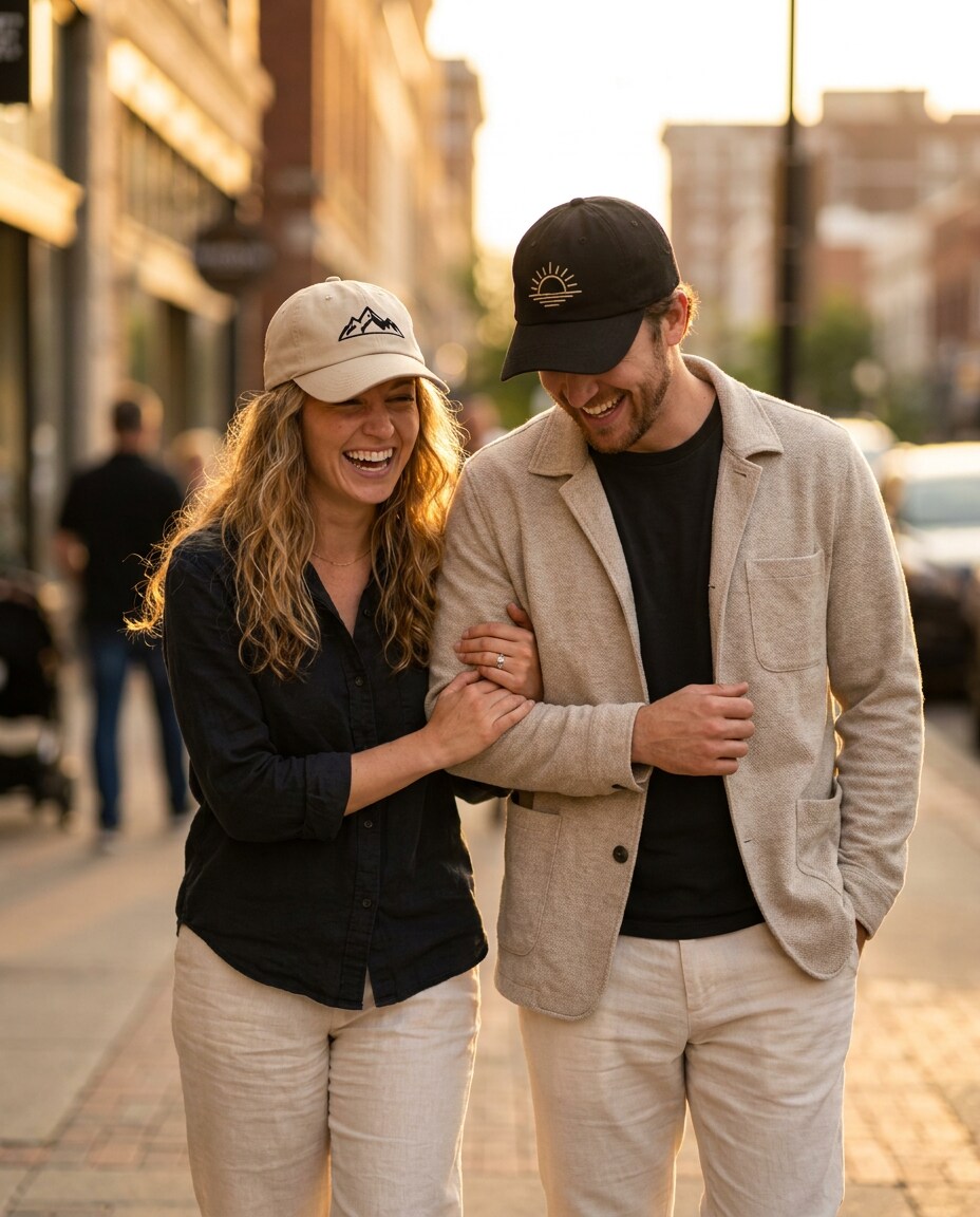 matching couple caps photo