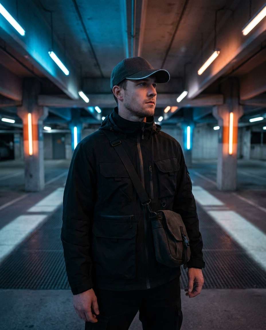techwear night mode photo