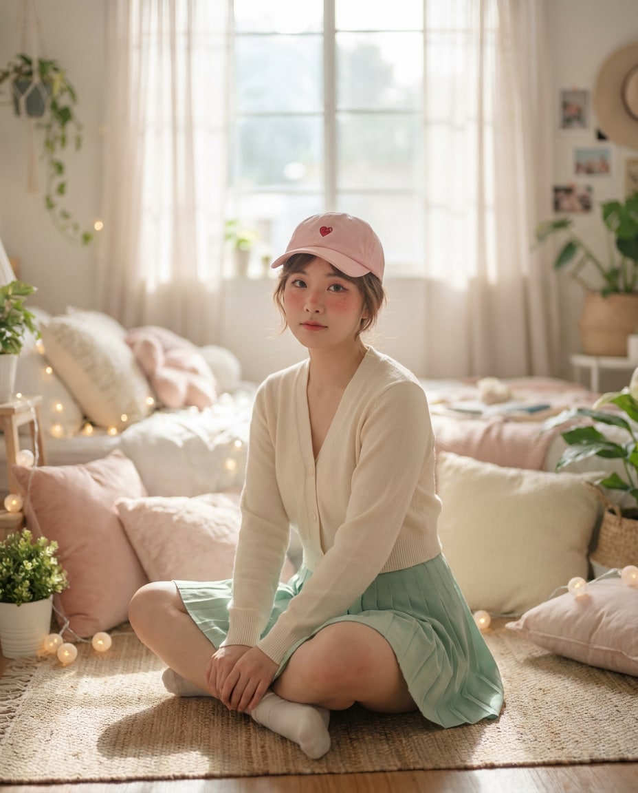 pastel soft girl look photo