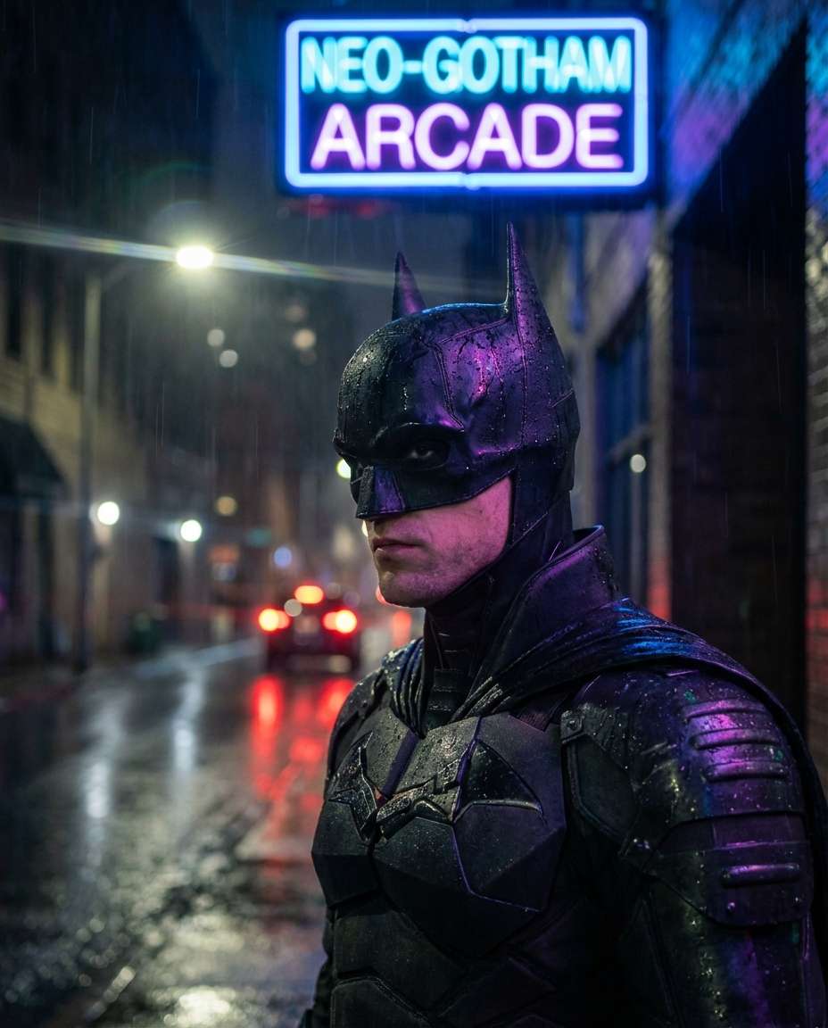 neon reflection mask photo