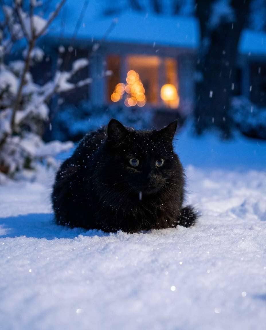 snowy night contrast photo