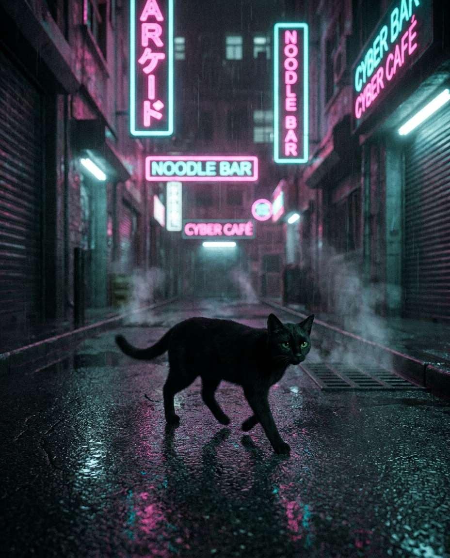 neon alley night photo