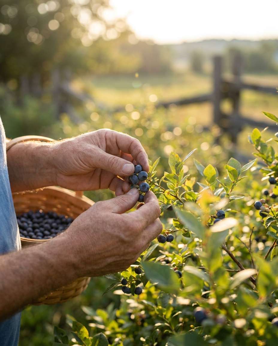 hands picking berries photo
