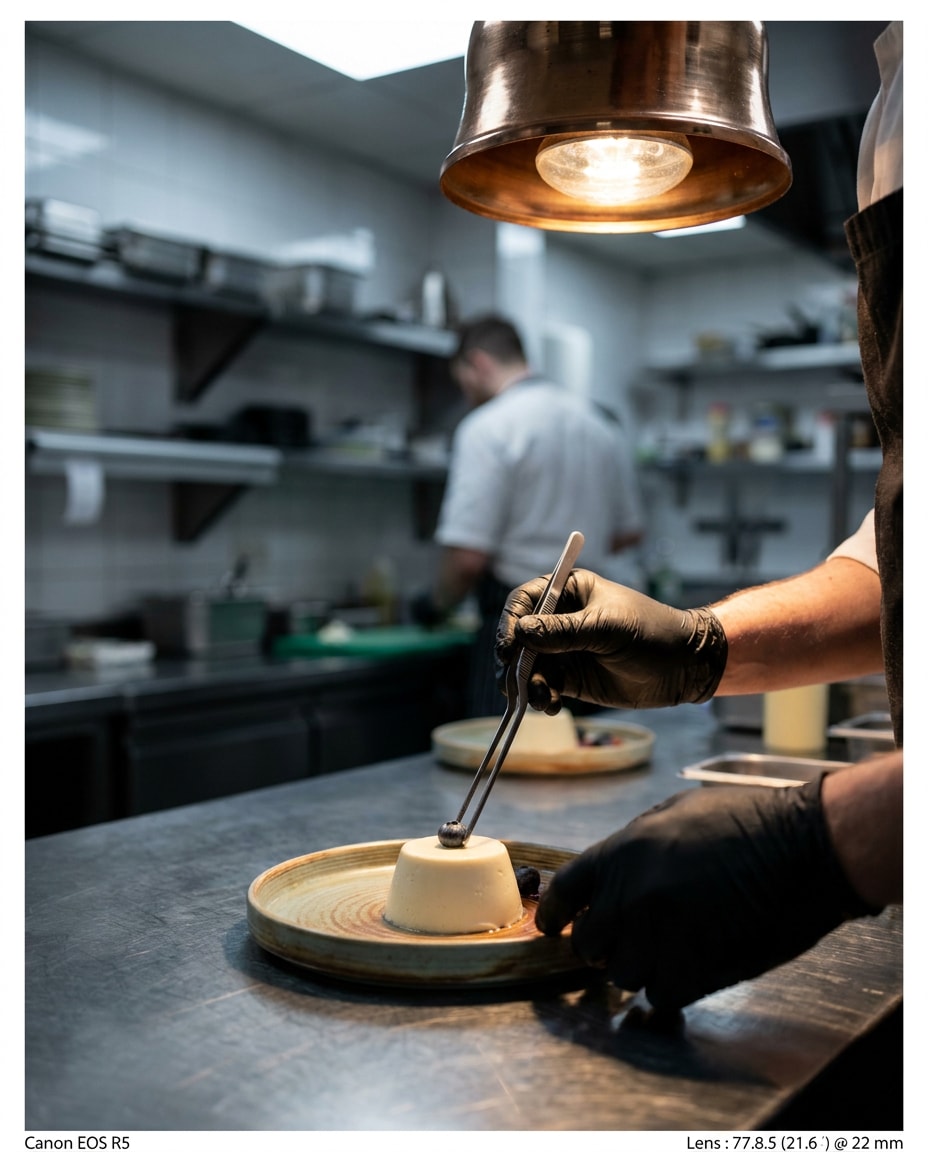 chef plating dessert photo