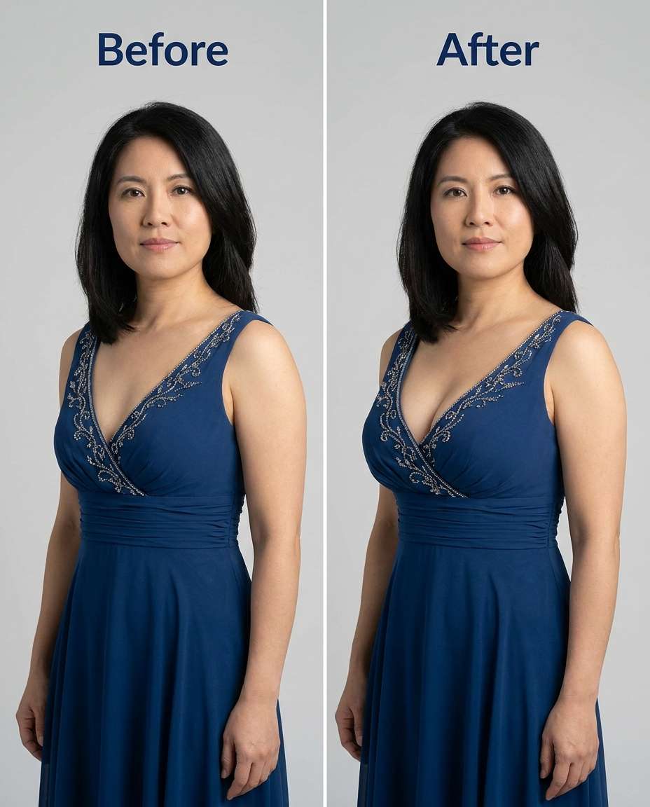 formal gown cleavage photo