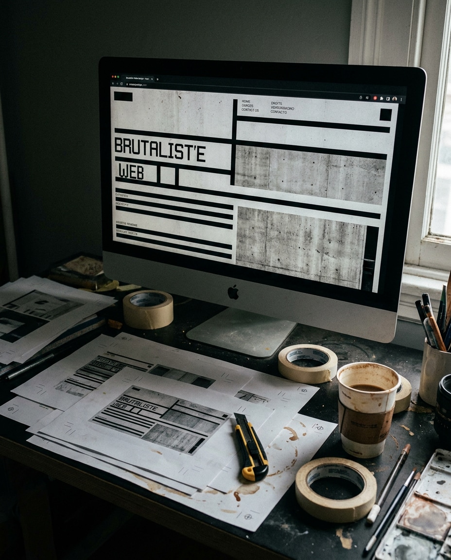 designer desk scene photo
