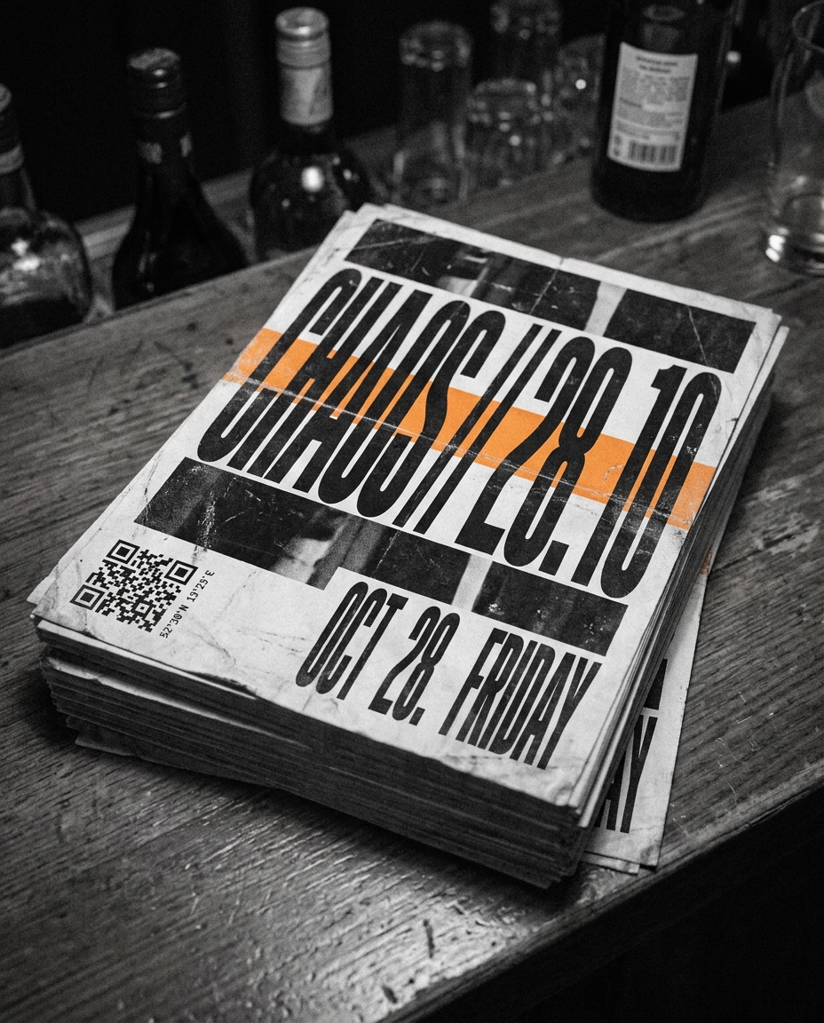 techno flyer stack photo
