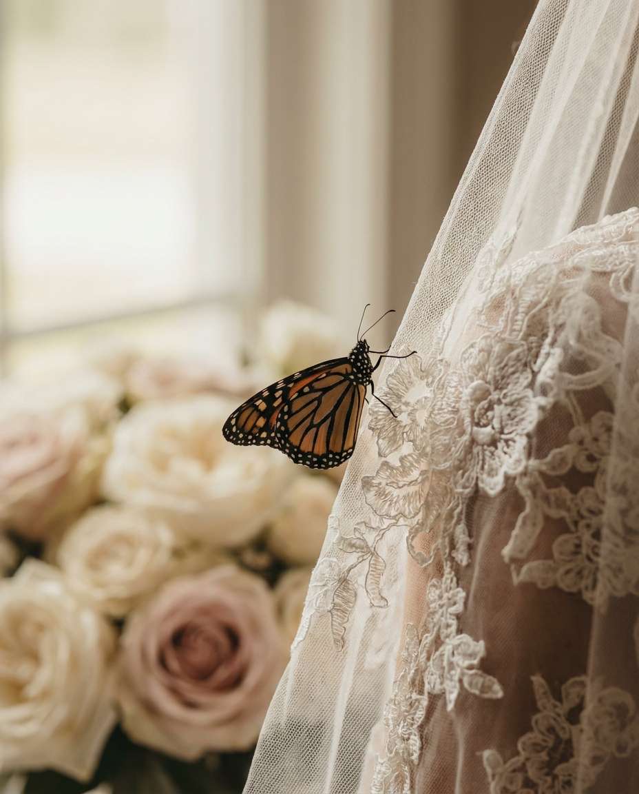 wedding veil detail photo