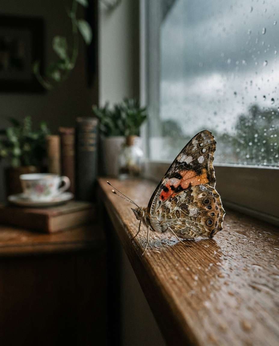 rainy window perch photo