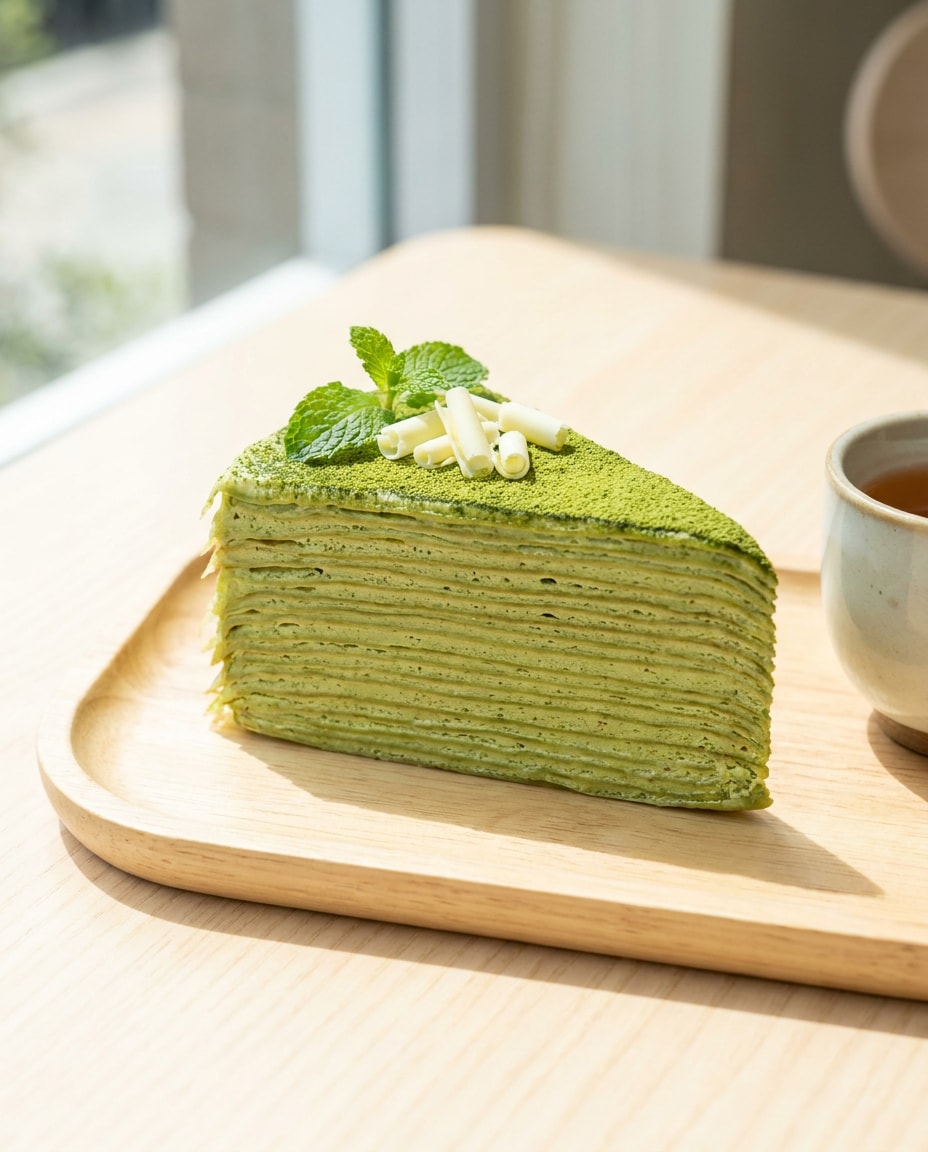 matcha crepe stack photo