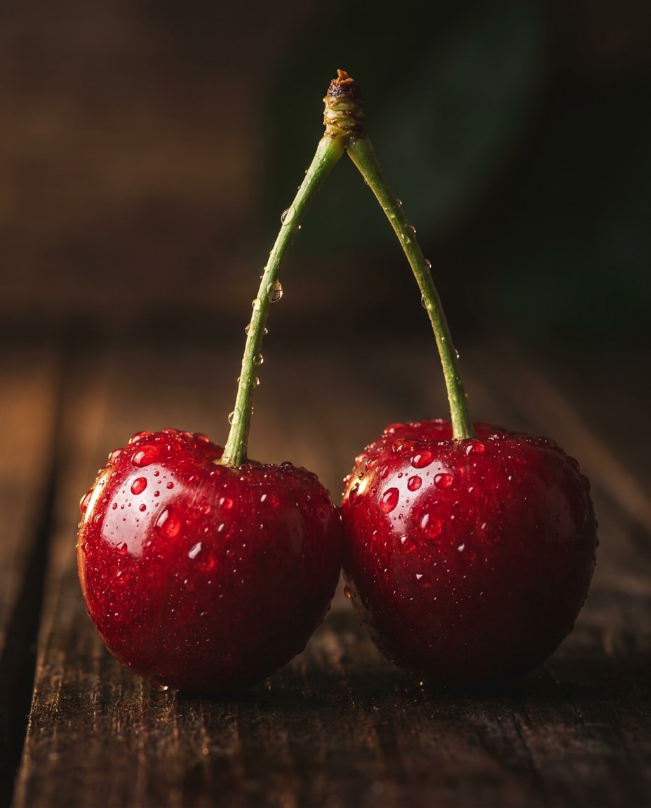 dewy macro cherries photo