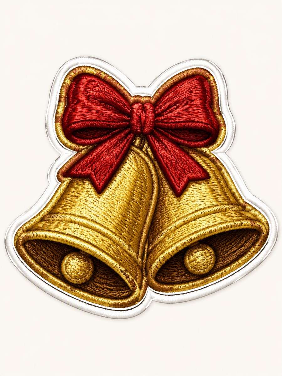 Embroidered Bell Pair: AI-generated Christmas sticker prompts example