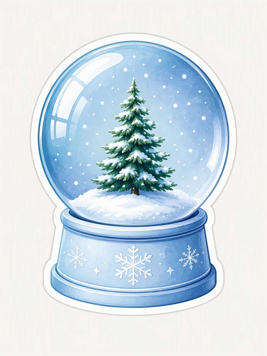 Glass Snow Globe Mini: AI-generated Christmas sticker prompts example