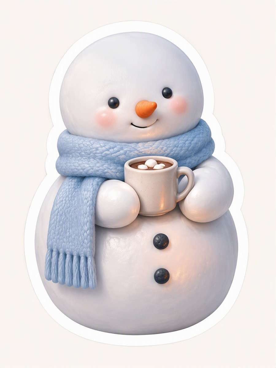 Snowman Cocoa Buddy: AI-generated Christmas sticker prompts example