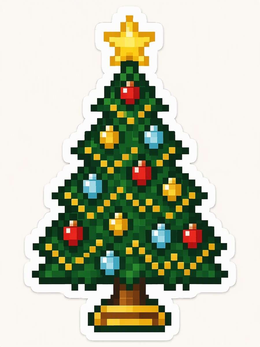Pixel Christmas Tree: AI-generated Christmas sticker prompts example