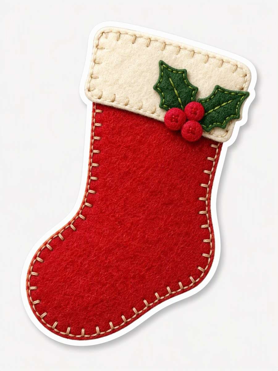 Felt Stocking Patch: AI-generated Christmas sticker prompts example