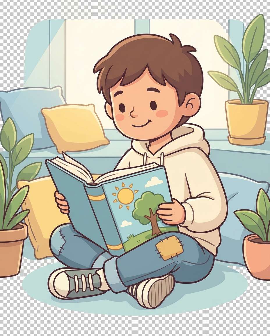 kid reading book photo