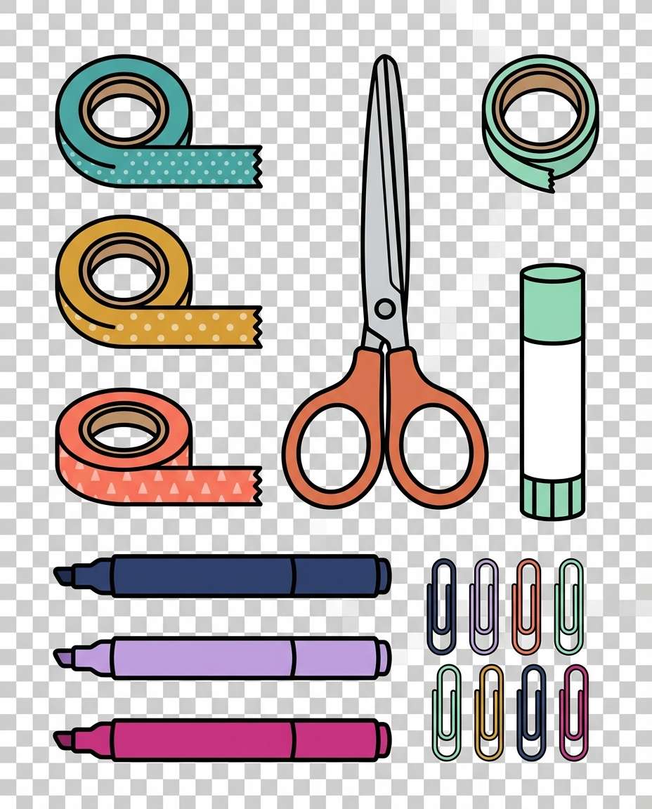 craft supplies flat lay photo