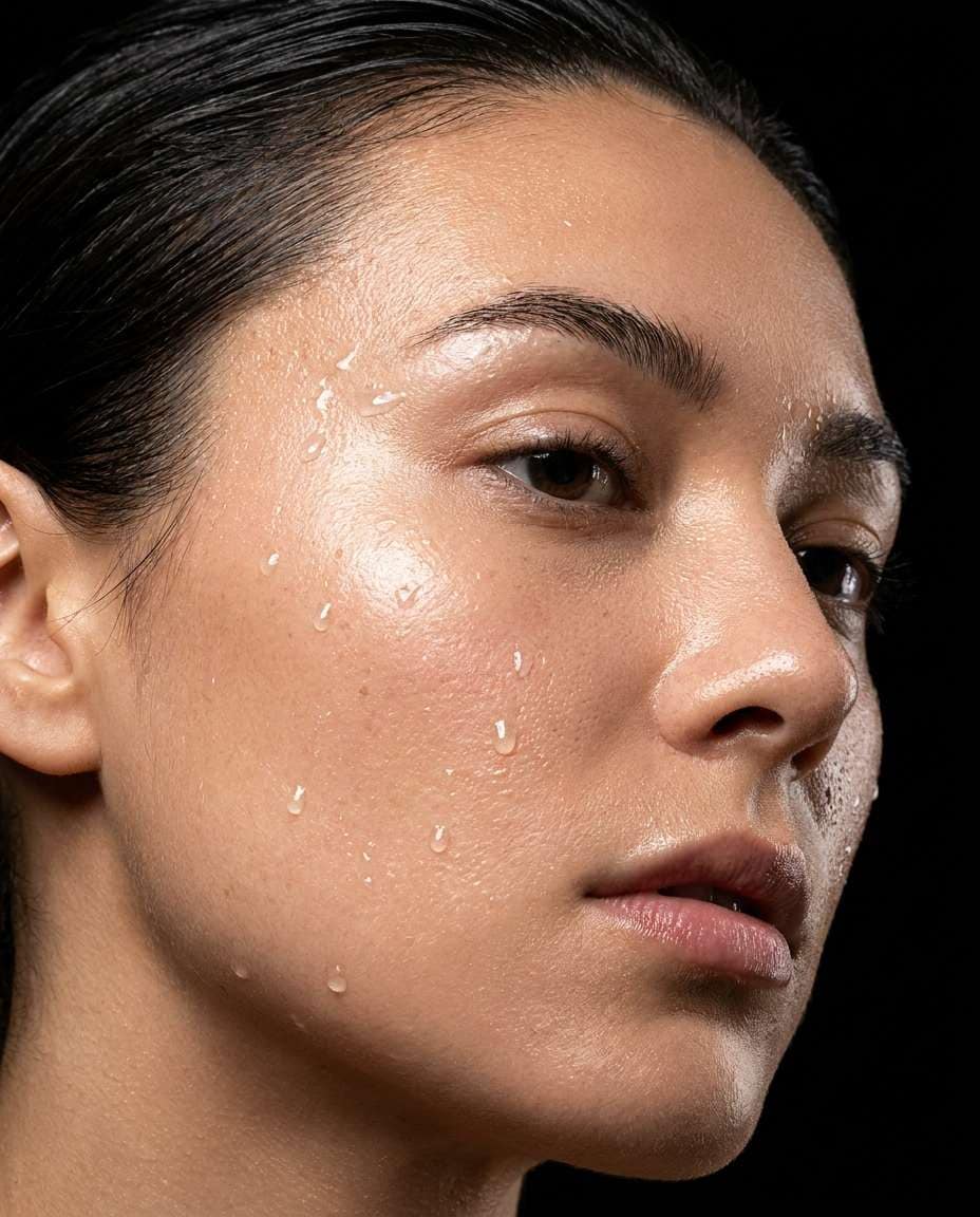 wet skin glow photo