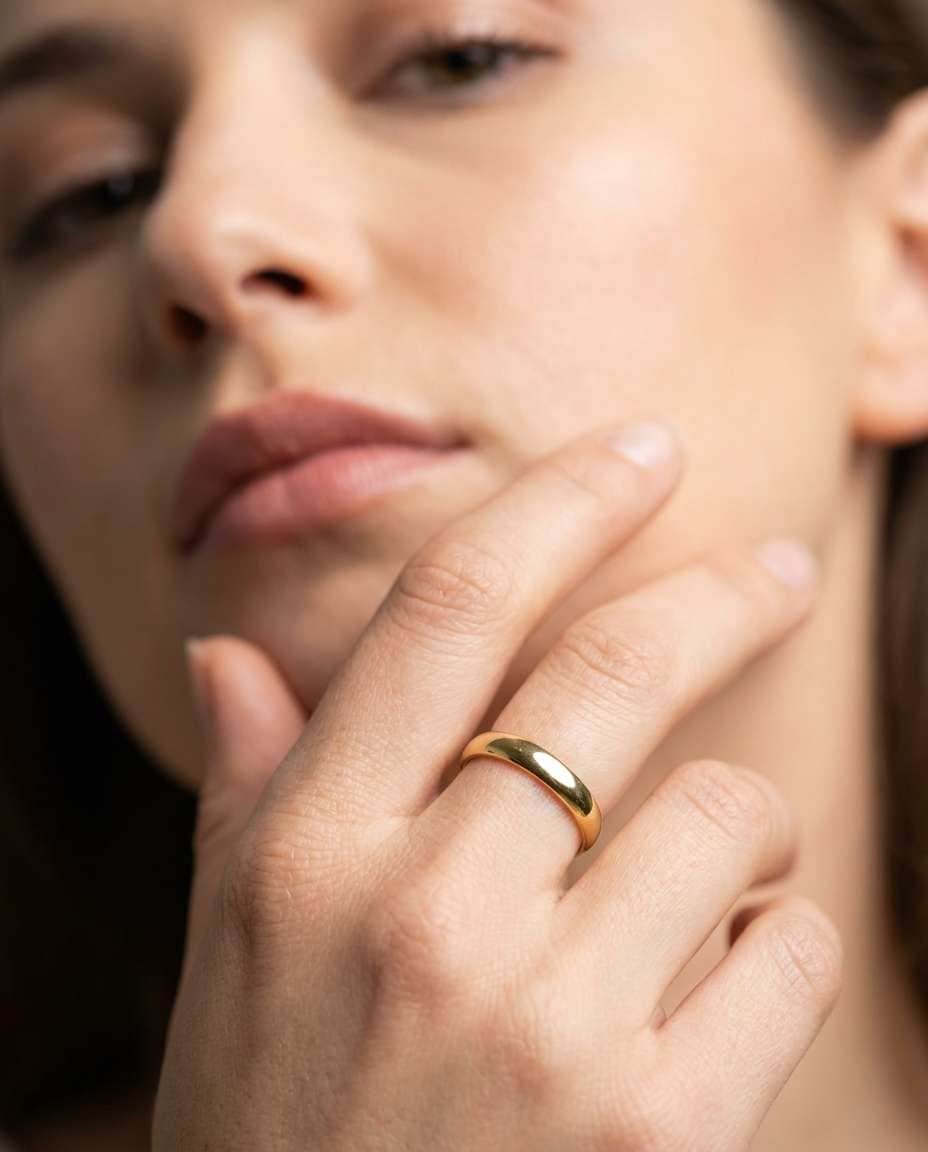 ring on hand macro photo